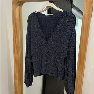 Abercrombie & Fitch Dark Blue Blouse with White Dots